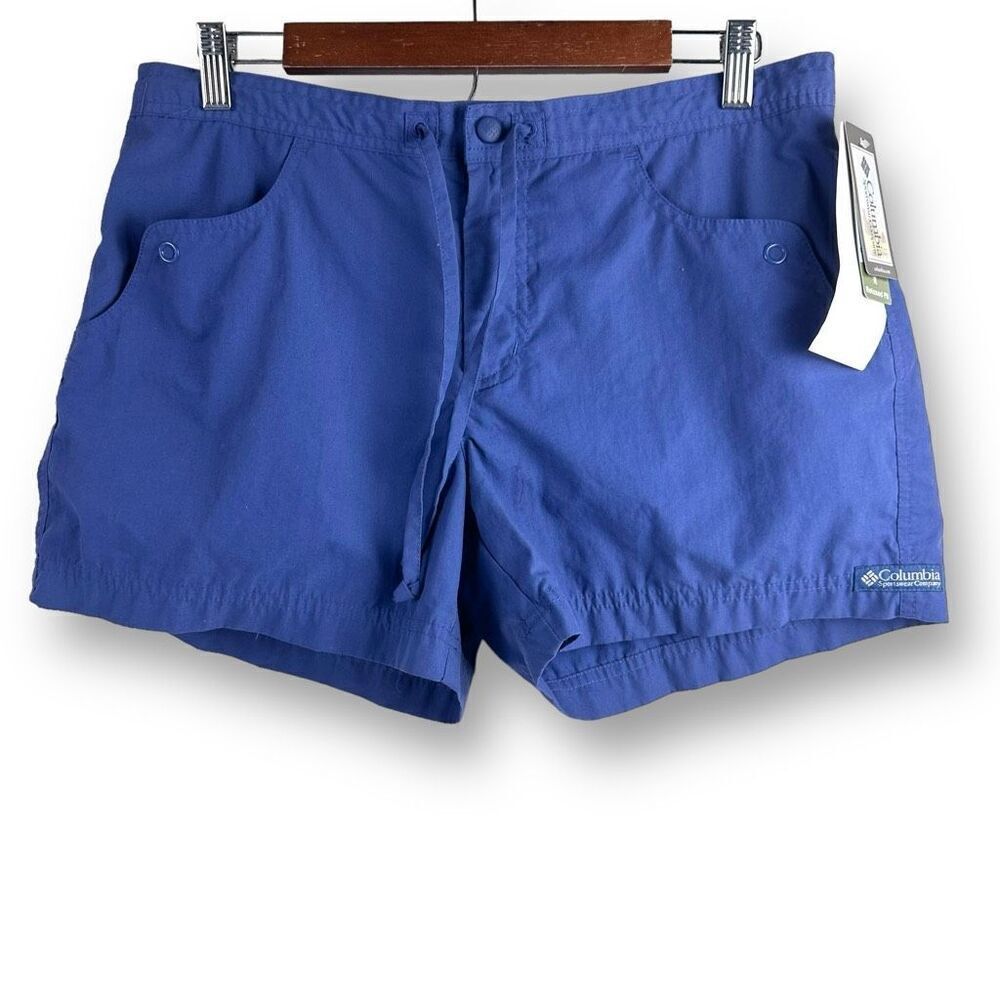 Columbia Women's M Petite Relaxed Fit Snappy Cargo Shorts Blue Hiking Gorpcore
